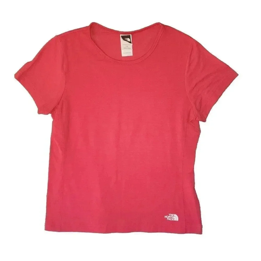 The North Face T-Shirt Women's Size Large Red Crew Neck Short Sleeve Pullover